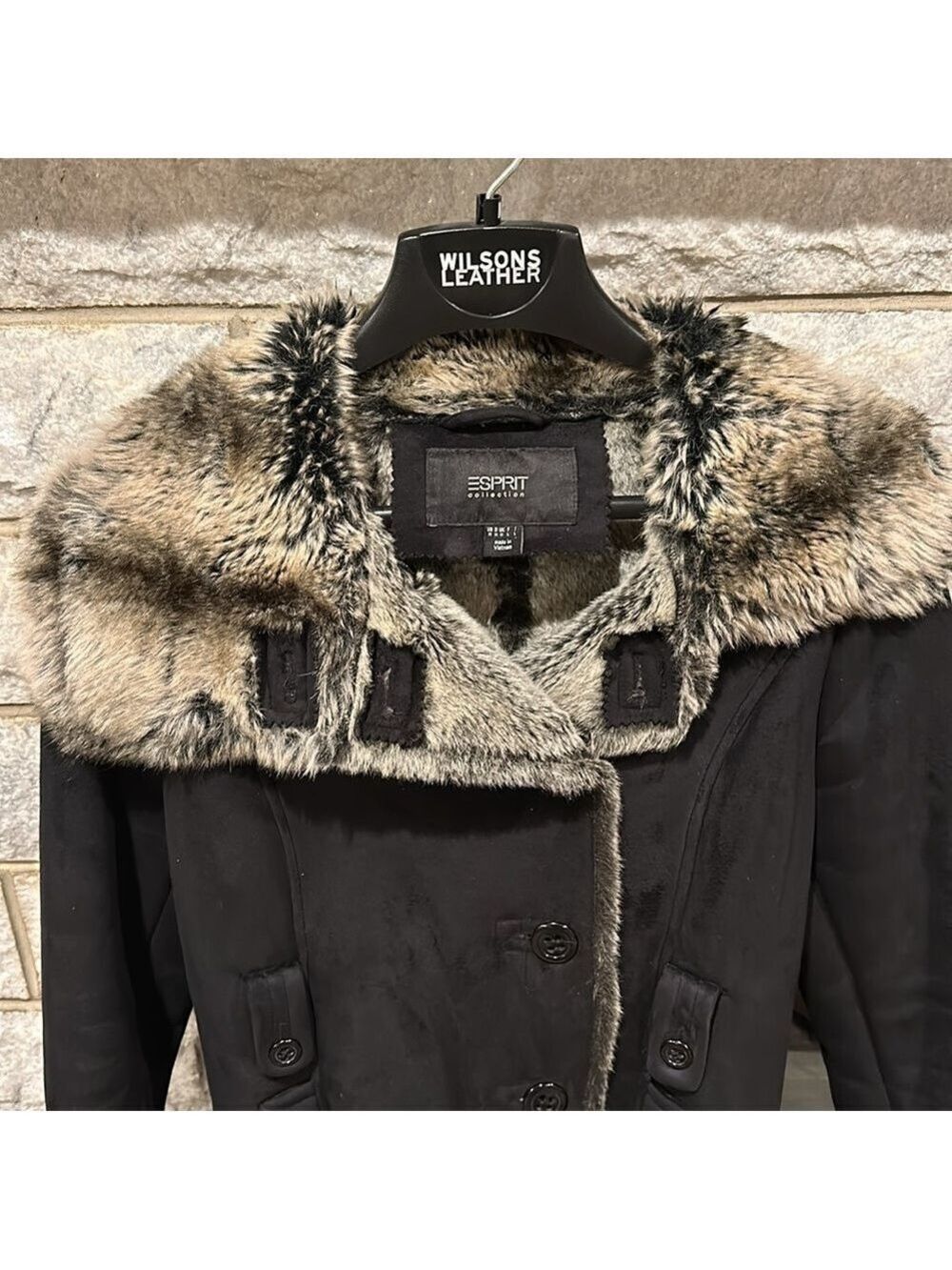 Espirit Collection faux fur suede button up winter coat size medium - Picture 7 of 11